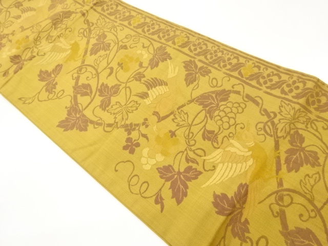 JAPANESE KIMONO / FUKURO OBI / ZENTSU / WOVEN GRAPE & BIRD 